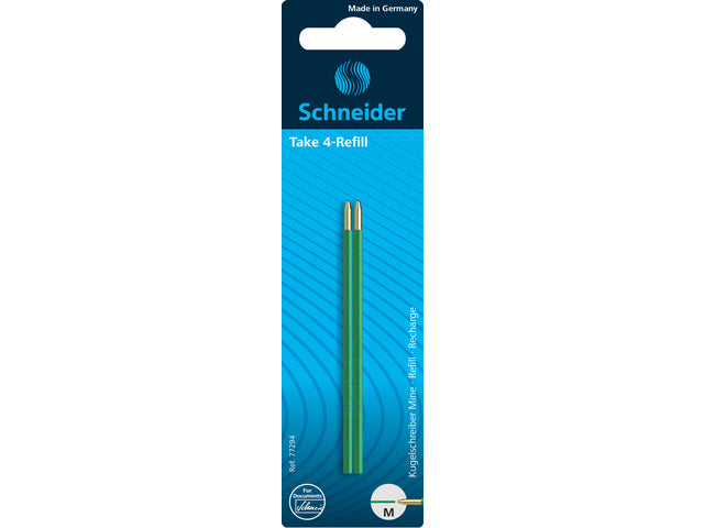 Balpenvulling Schneider Take 4, 2 stuks groen