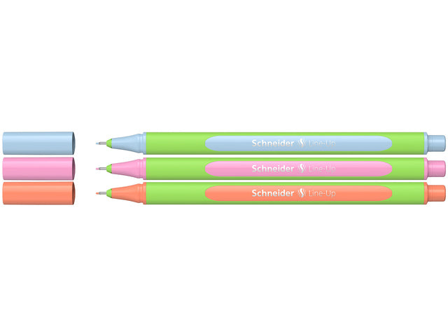 Fineliner Schneider Line-Up Pastel 0,4mm 3stuks op blister abrikoos, roze en blauw
