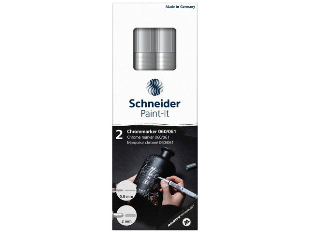 Chrome marker Schneider Paint-it 060/061 etui 2stuks 0.8 en 2 mm