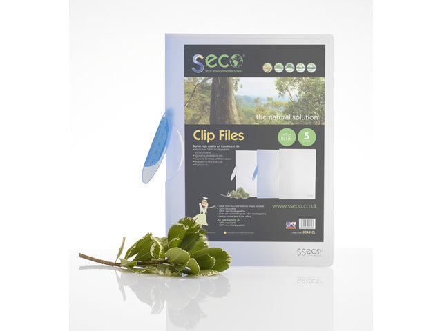 Clipmap Seco A4 Blauw 5pak. Biologisch afbreekbaar 500 micron pak 5stuks