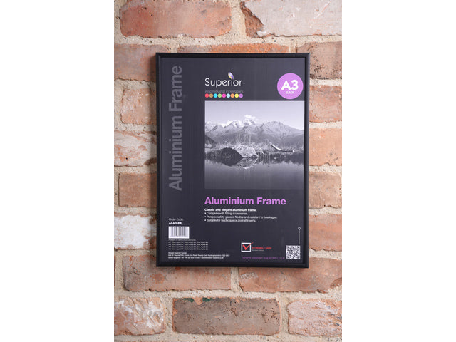 Fotolijst Seco A3 zwartkleurig Geborsteld aluminium. 11 mm