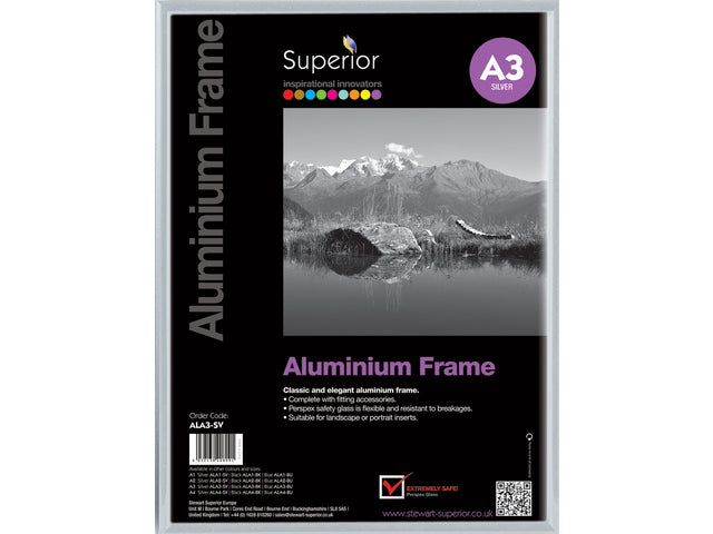 Fotolijst Seco A3 zilverkleur Geborsteld aluminium. 11 mm