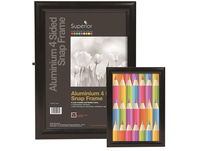 Kliklijst Seco A2 zwart 25mm Aluminium frame, anti-glans PVC voorkant