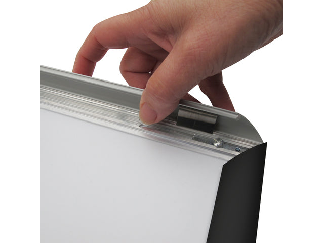 Kliklijst Seco A2 zwart 25mm Aluminium frame, anti-glans PVC voorkant