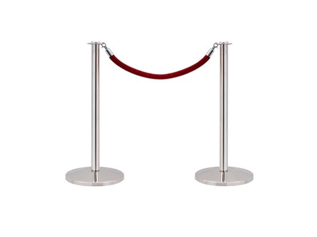 Afzetpaal Seco Chroom 2st met koord en 1,5m rood lint