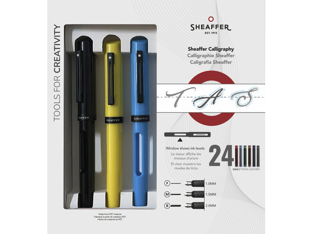 Kalligrafiestift SHEAFFER schwarz, blau, gelb maxi penpunt F/M/B
