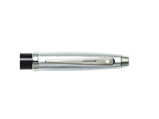 Rollerball SHEAFFER 100 E9313 Glänzend schwarzer Schaft gebürstete Chromkappe vernickelt