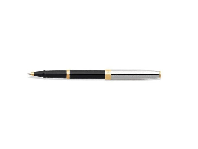 Rollerball SHEAFFER Sagaris, glänzende schwarze Chromkappe, goldene Verzierungen