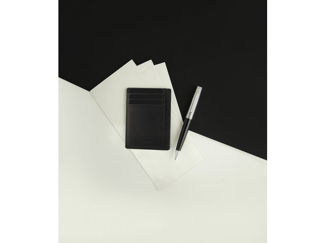 Kugelschreiber-Geschenkset SHEAFFER 300 G9312 Schwarz glänzend verchromt mit Kreditkartenhalter