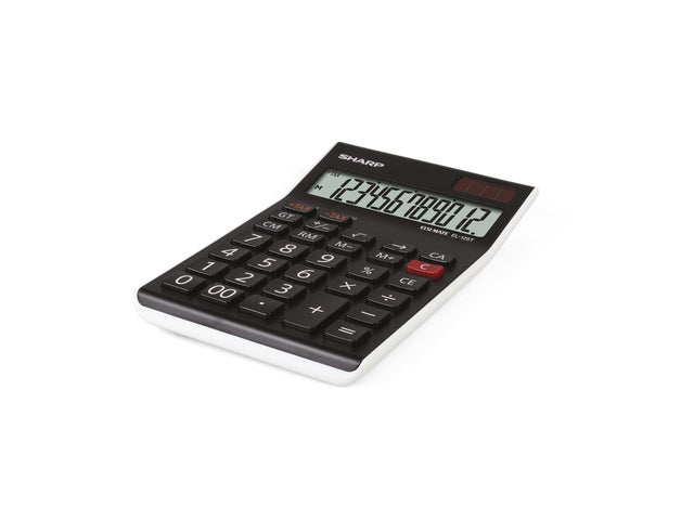 Calculator Sharp EL125TWH zwart-wit desk 12 digit