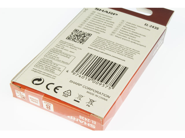 Rekenmachine Sharp EL243S grijs-blauw wijzer 8 cijfers