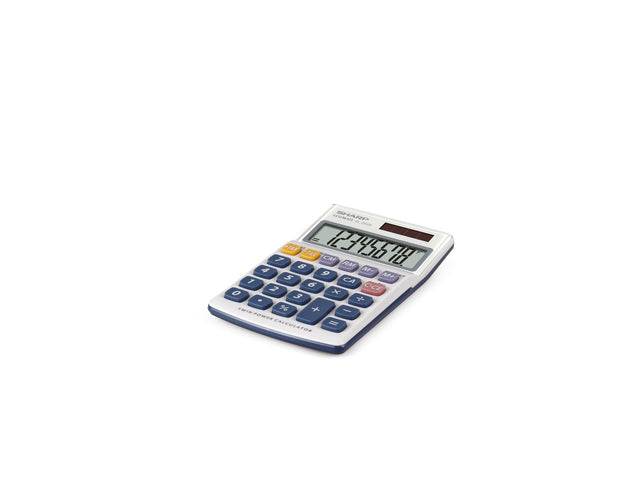 Calculator Sharp EL250S grijs-blauw hand 8 digit
