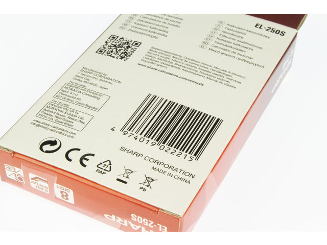 Rekenmachine Sharp EL250S grijs-blauw wijzer 8 cijfers