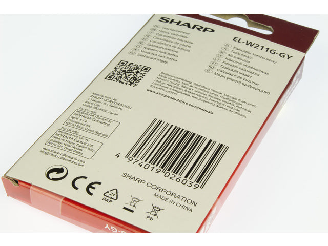 Calculator Sharp ELW211GGY grijs hand 10 digit