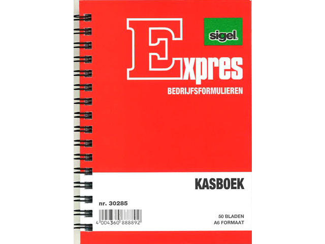 Spiraalgebonden kasboek Sigel A6 staand 50 blad