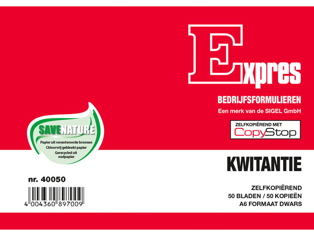 Kwitantieboekje Sigel Expres zelfkopiërend A6 2x50 blad