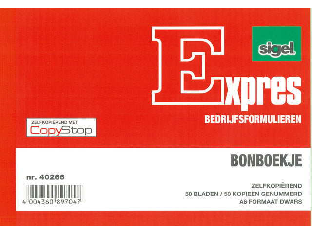 Bonboekje Sigel Expres A6 zelfkopiërend 2x50 blad