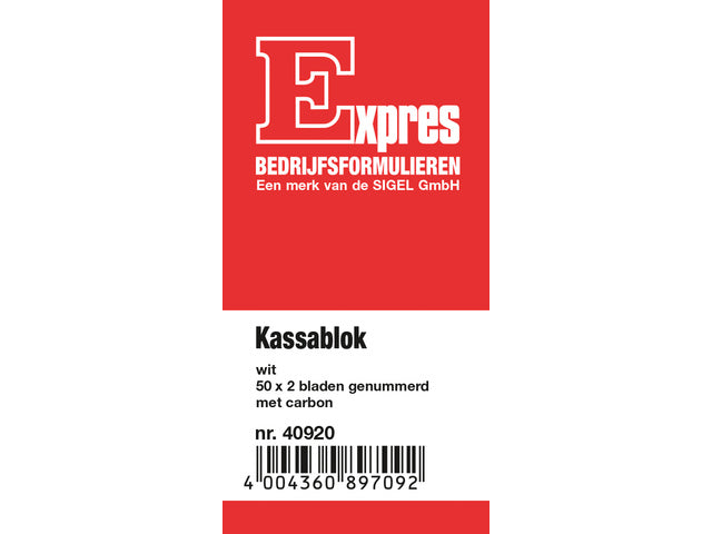 Kassablok Sigel Expres met carbon 150x110mm 2x50 blad wit