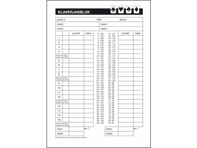 Klaverjasblok Expres A5 blok a 50 vel (5 blok)