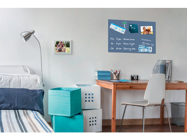 Glasmagneetbord Be!Board gepoederd blauw 600x400x9mm incl. magneetbord 2 magneten