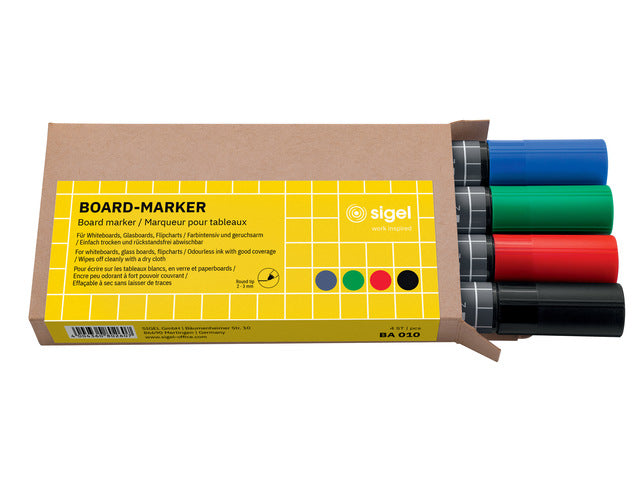 Whiteboardstift Sigel 4 kleur Zwart/blauw/rood/groen