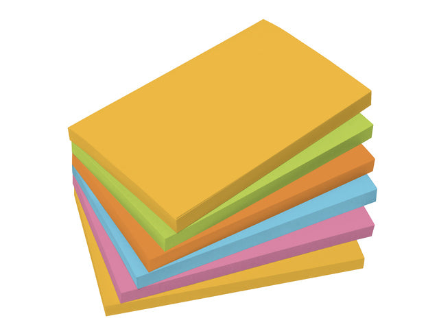 Memoblaadjes Sigel 6x100vel 75x125mm geel, groen, oranje, roze, blauw