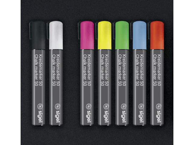 Krijtstift Sigel wit set 2 stuks ronde- en beitelpunt