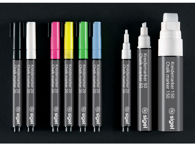 Krijtstift Sigel set 4kleuren ronde punt 1-2 mm