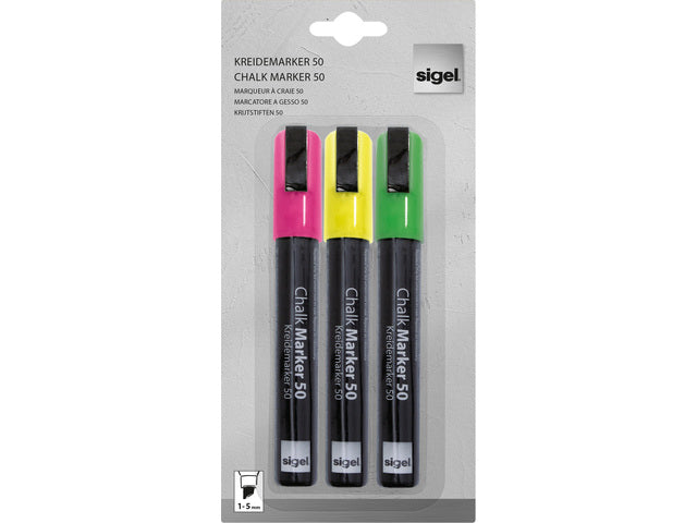 Krijtstift Sigelset 3kleuren; roze, groen en geel pruik punt 1-5 mm