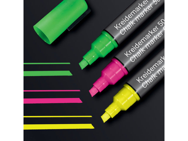 Krijtstift Sigelset 3kleuren; roze, groen en geel pruik punt 1-5 mm