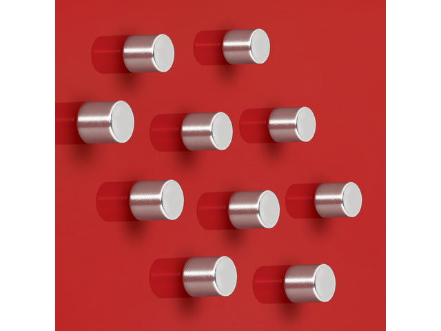 Magnetaufkleber für Glasbord, 10 Stück, silberfarben, C5, rund, 10 mm