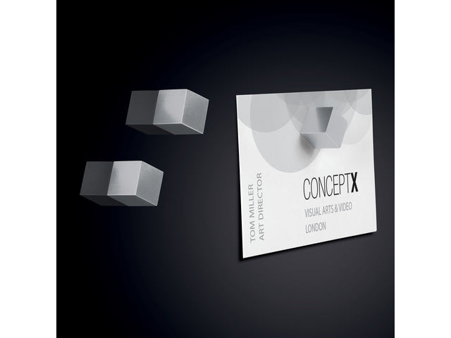 Magnetaufkleber für Glasbord, 5 Stück, silberfarben, C5, Größe 11 x 11 x 11 mm