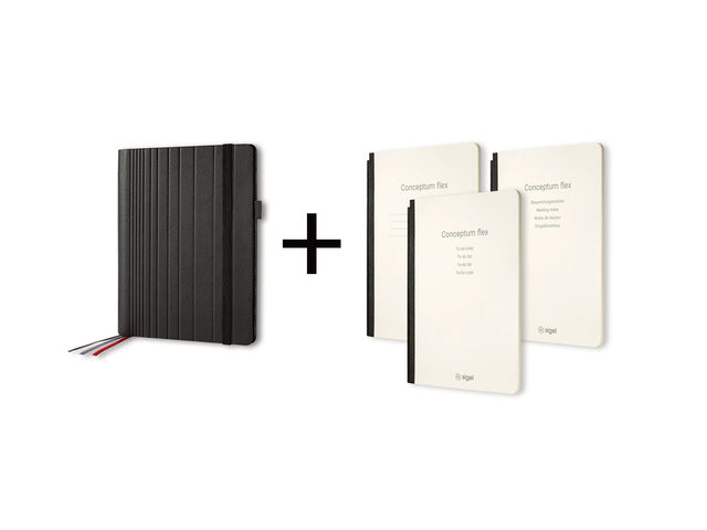 Business Organizer Conceptum Flex Kunstpapier, A5, schwarz, strukturierte Schrift, To-Do-Listen-Schrift und Sprachnotizen-Schrift