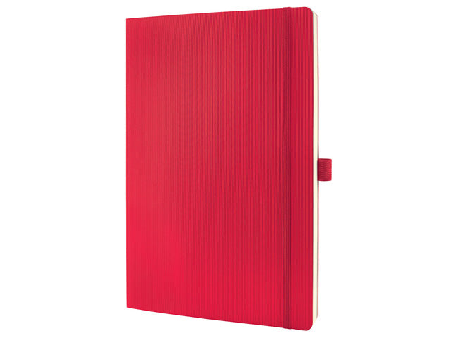 Notitieboek Conceptum Pure A4 rood 5mm ruit softcover. Nummerde pagina's, inhoudsopgave, sluiting dmv elastiek, lus voor pen, 2 leeslintjes. 194 pagina's 80 grams chamoiskleurig papier. PEFC-gecertificeerd.