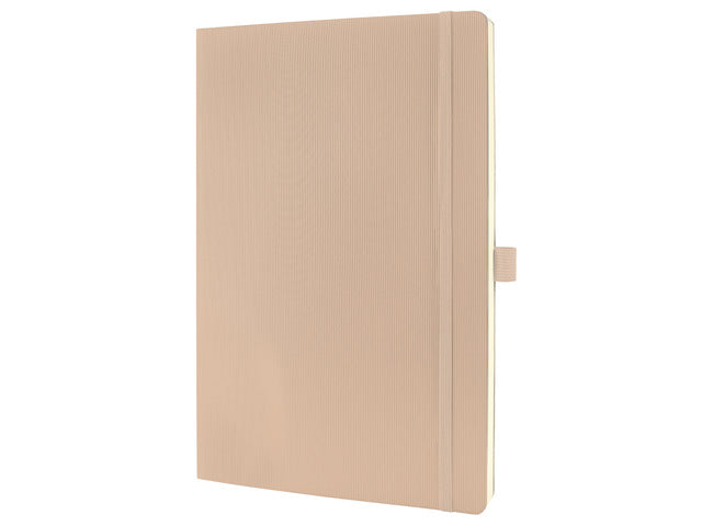 Notitieboek Conceptum A4 Beige gelinieerd softcover. Nummerde pagina's, inhoudsopgave, sluiting dmv elastiek, lus voor pen, 2 leeslintjes. 194 pagina's 80 grams chamoiskleurig papier. PEFC-gecertificeerd. 187x270x14mm.