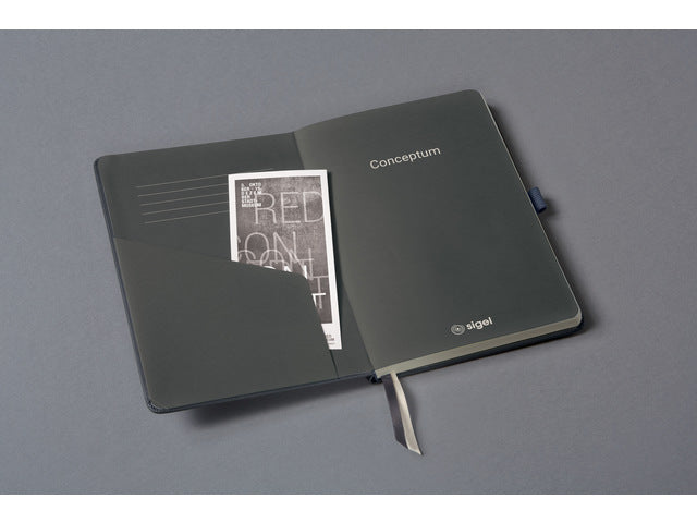 Benachrichtigungsbuch Conceptum, A5, grau, metallic-gelinient, Hardcover