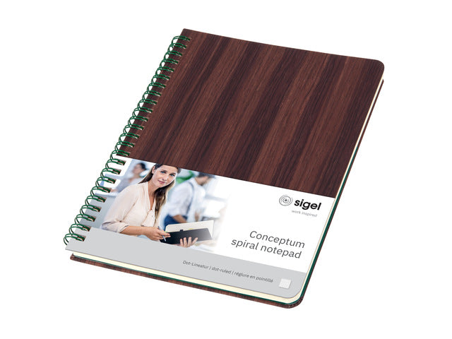 Notitieboek Conceptum A5 spiraal hout punt-uitgelijnd 160 pag 100gr HC