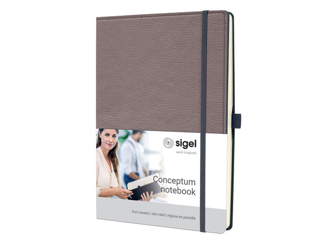 Notitieboek Conceptum A4 taupe punt-gelijnd 194pag 80gr HC