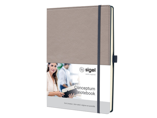 Notitieboek Conceptum A4 beige punt-gelijnd 194pag 80gr HC