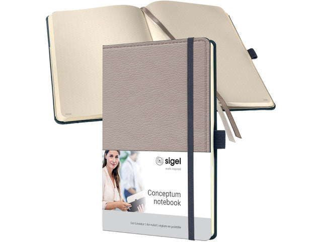 Notitieboek Conceptum A5 beige puntgelijnd 194pag 80gr HC