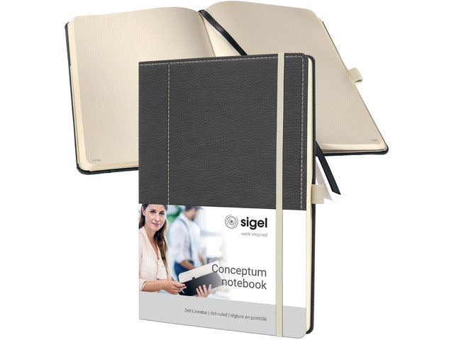 Notitieboek Conceptum A4 grijs-wit punt-uitgelijnd 194pag 80gr HC