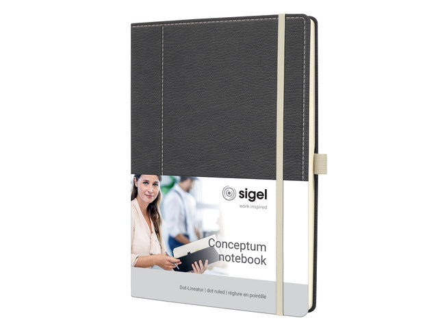 Notitieboek Conceptum A4 grijs-wit punt-uitgelijnd 194pag 80gr HC
