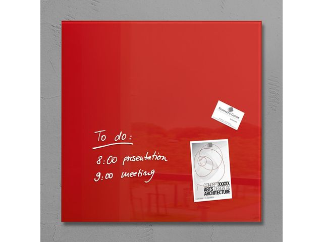 Glasmagneetbord Sigel Artverum 480x480x15mm rood