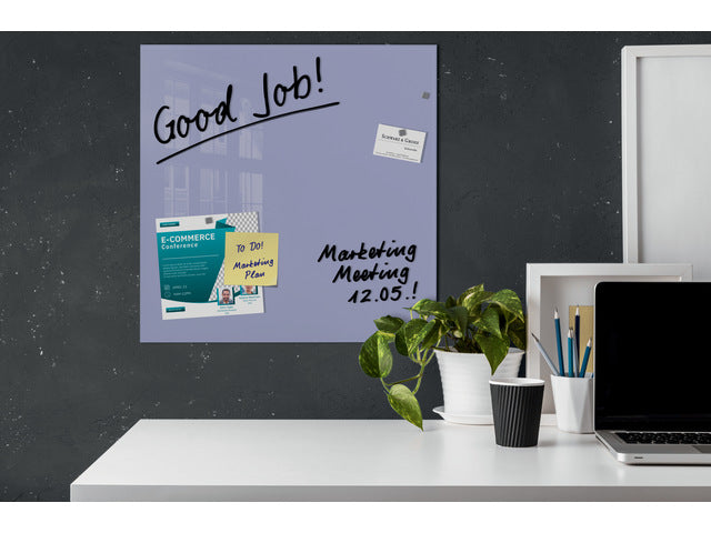 Glasmagneetbord Sigel lavendel 480x480x15mm 3 magn + bevestigingsmateriaal