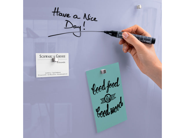 Glasmagneetbord Sigel lavendel 480x480x15mm 3 magn + bevestigingsmateriaal