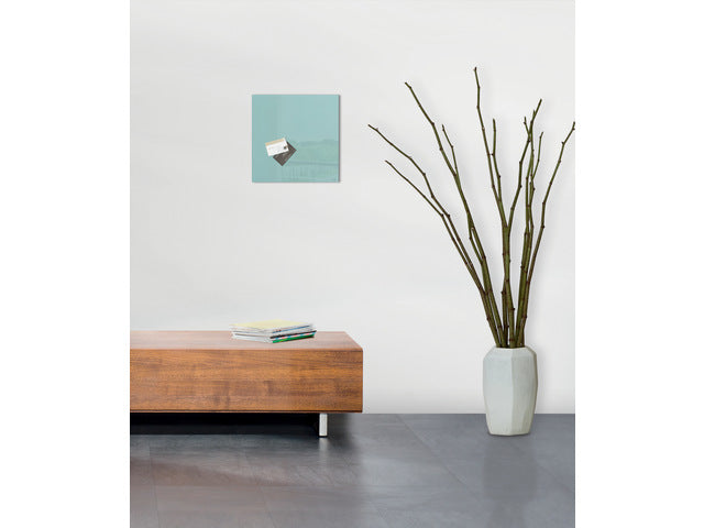 Glasmagneetbord Sigel aquamarijn 300x300x15mm 2 magn + bevestigingsmateriaal