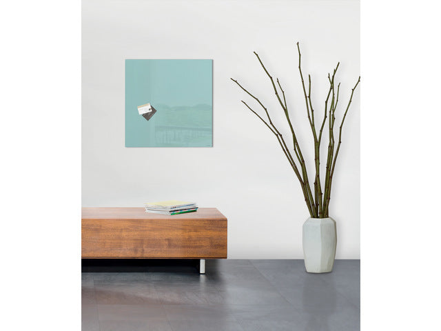 Glasmagneetbord Sigel aquamarijn 480x480x15mm 3 magn + bevestigingsmateriaal