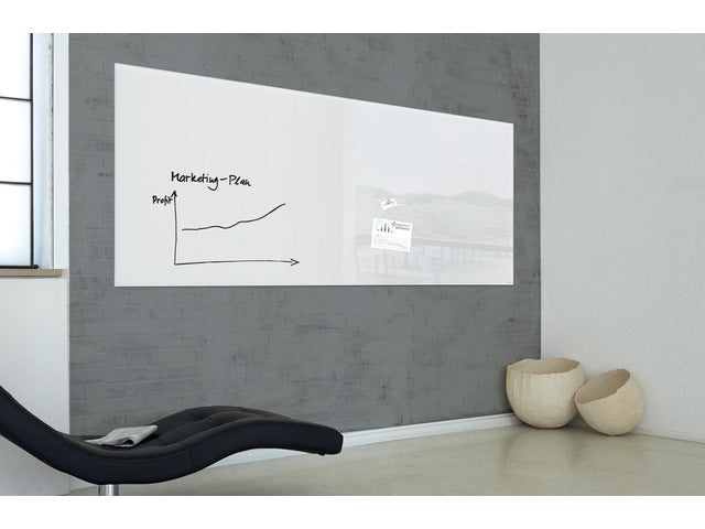 Glasmagneetbord XL Sigel super wit 2000x1000x18mm 2 magneten