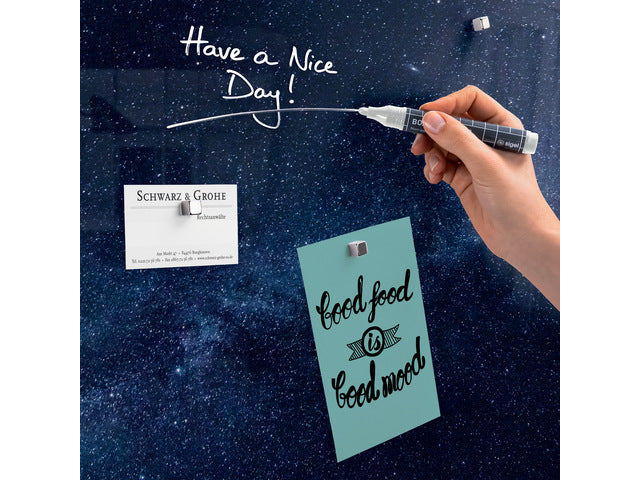 Glasmagneetbord Sigel GALAXY 480x480x15mm 3 magn + bevestigingsmateriaal