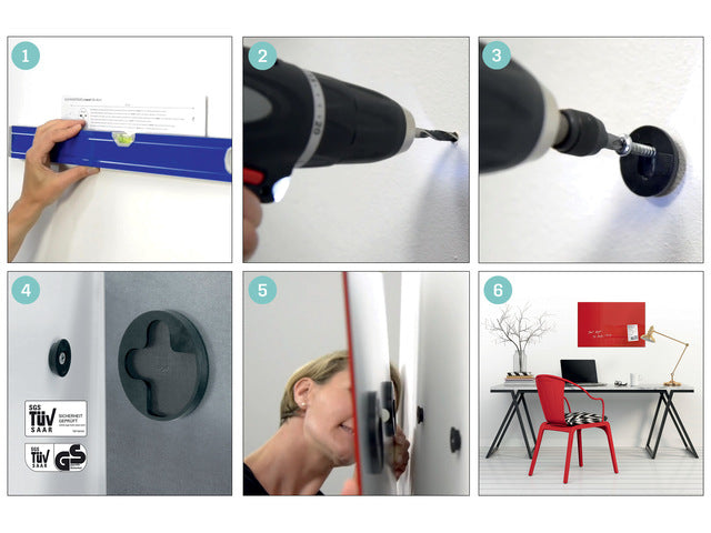 Glas-magneetbord Sigel Artverum Rood Wandmat. 910x460x15 mm.